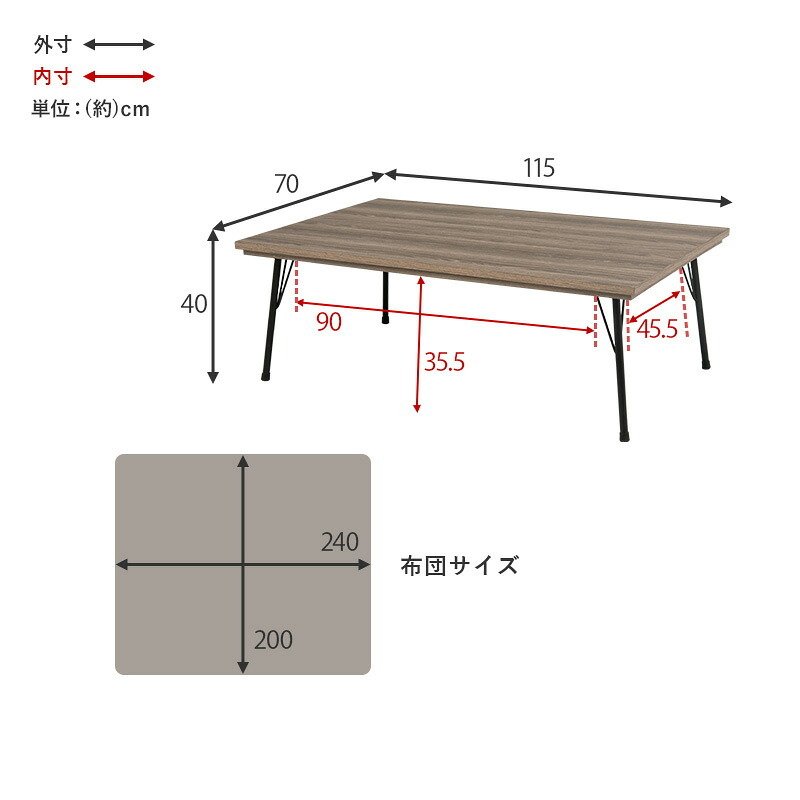 こたつ2点セット こたつ+うす掛け布団 2点セット 家具調 こたつテーブル 長方形 幅115cm 鉄脚 木目 天板 北欧 和風 座卓 モダン 面状カーボンフラットヒーター 暖かい コタツ 炬燵 掛け布団 上品 ニット柄 とろける 肌触り こたつ布団セット