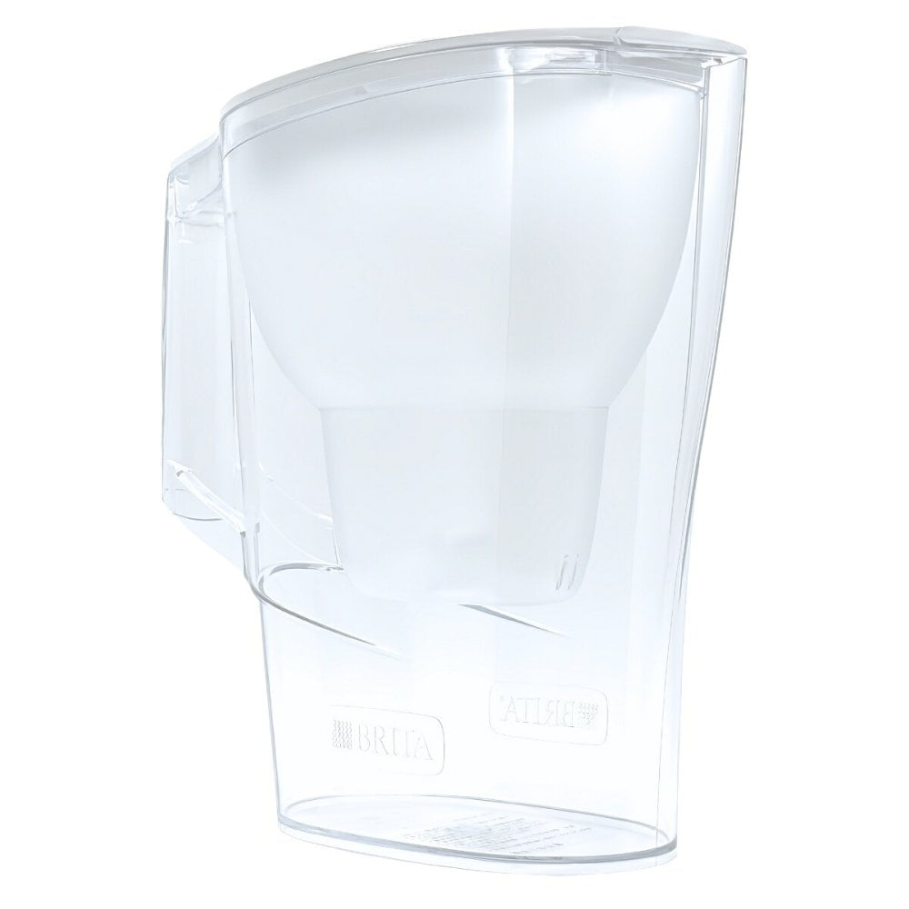 ブリタ ポット型 浄水器 アルーナ 容量2.4L カートリッジ4個付き ろ過水容量1.25L  液晶メモ (交換目安:1日5.3L で4週間 ) 型番:KBALCW4M  サイズ(mm) : 奥行100 横幅249 高さ260mm 実用的