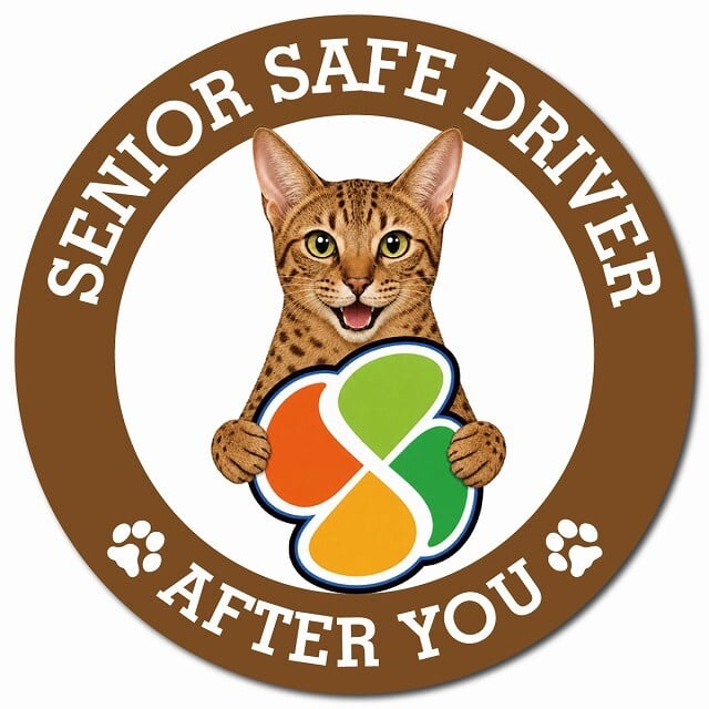 カーサイン 高齢者マーク SENIOR SAFE DRIVER オシキャット マグネット 強力 直径13cm 肉球 日本製 車 ステッカー