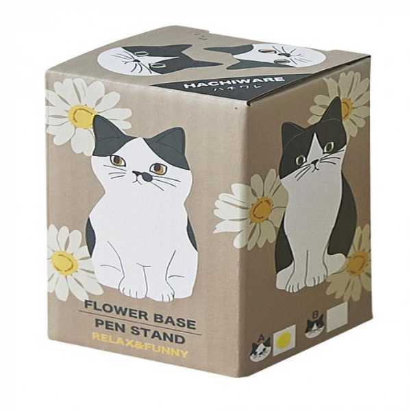 フラワースタンド ペン立て 仔猫 ハチワレ 磁器製 置物 インテリア雑貨 おしゃれ かわいい デスク周り 卓上収納 小物入れ 癒しグッズ ギフト プレゼント セトクラフト