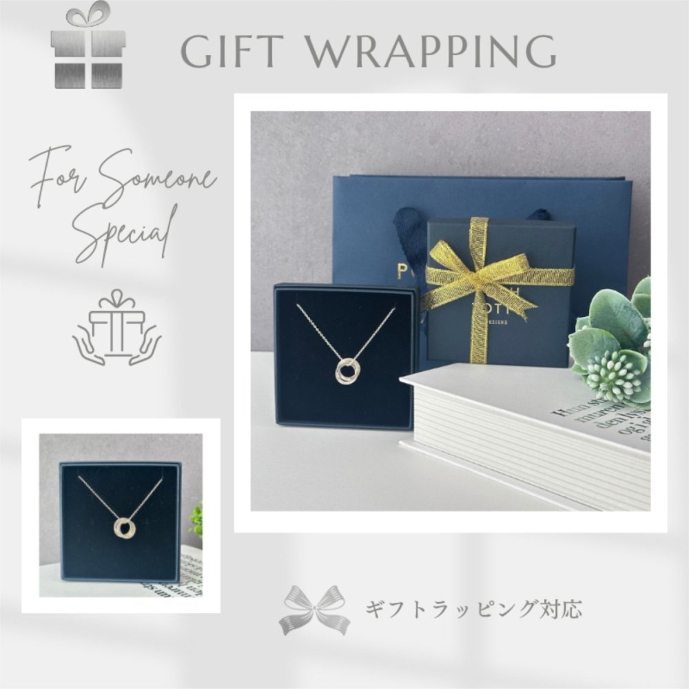 英国製 ハンドメイド ダブルリング シルバーネックレス レディース スターリングシルバー 上品 シンプル 誕生日 記念日 ギフト