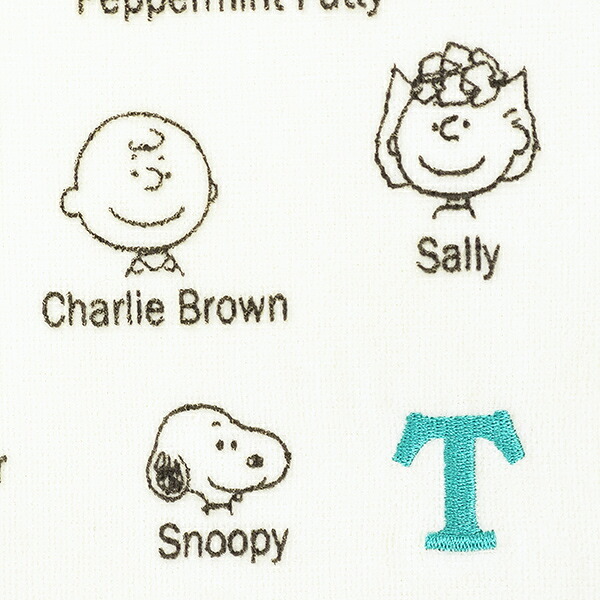 スヌーピー イニシャルミニタオル (T) アイボリー ハンカチ SNOOPY