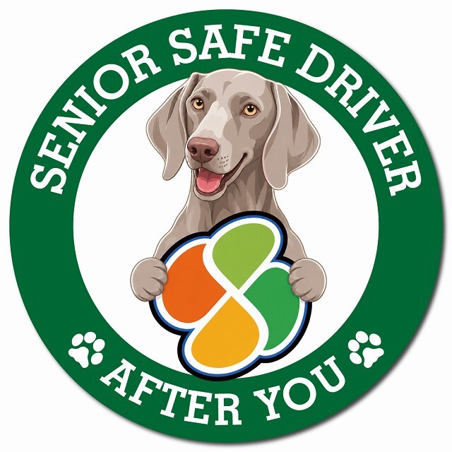 カーサイン 高齢者マーク SENIOR SAFE DRIVER ワイマラナー マグネット 強力 直径13cm 肉球 日本製 車 ステッカー