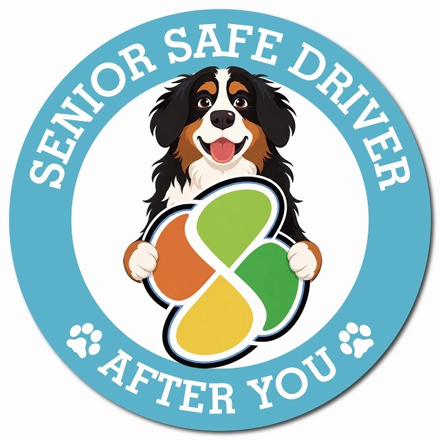 カーサイン 高齢者マーク SENIOR SAFE DRIVER バーニーズマウンテンドッグ マグネット 強力 直径13cm 肉球 日本製 車 ステッカー