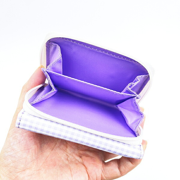 スヌーピー 三つ折り財布 パープル サガラワッペンチェック SNOOPY 送料込み