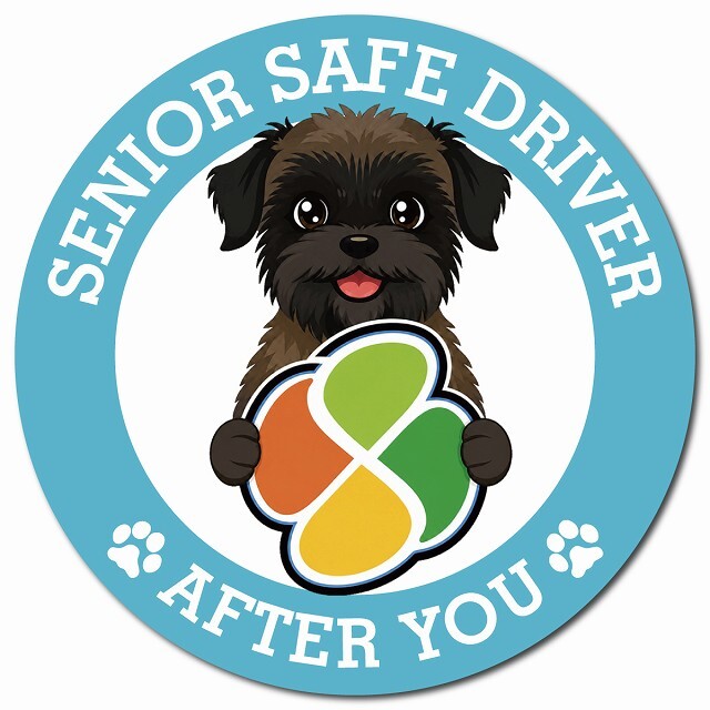 カーサイン 高齢者マーク SENIOR SAFE DRIVER ベルジアングリフォン マグネット 強力 直径13cm 肉球 日本製 車 ステッカー