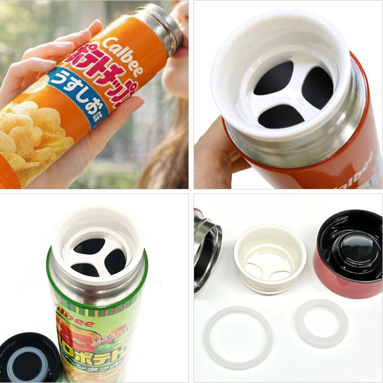 お菓子シリーズ ステンレスボトル 400ml 水筒 真空二重 保冷 保温 カルビー Calbee コラボ かっぱえびせん サッポロポテト ポテトチップス 堅あげポテト スクリュー ボトル マグ  魔法瓶