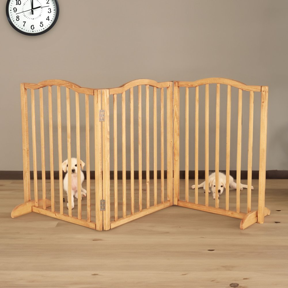 ペットフェンス giocoso 完成品 パイン材 天然木 ライトブラウン・ホワイト W58×D2.2×H75cm/1枚x3枚隙間:約4.7cm ペットゲート 犬 猫 柵 ペット用品 ライトブラウン ホワイト おしゃれ 新生活