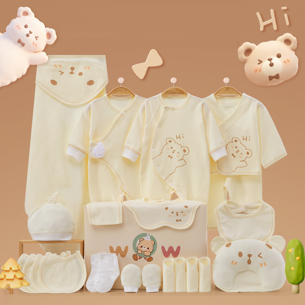 ベビーギフトセット 23点セット 出産祝い 新生児 オールシーズン 綿100％ 肌着 ベビー服 赤ちゃん スタイ おくるみ 帽子 ミトン ベビー用品 赤ちゃん 出産準備 男の子 女の子 プレゼント ギフトボックス 靴下ソックスベビー服ギフトセット 無農薬 詰め合わせ ギフト