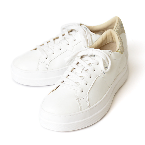 ルコライン スニーカー ルコライン 靴 RUCO LINE RUCO-002GO CALF PU LUX ホワイト 白 / かかと ゴールド 合皮 無地 ローカット ファスナー無し ルコライン レディース シューズ RUCO LINE ルコラインスニーカー フラットソール 新作 取扱店 京都 母の日