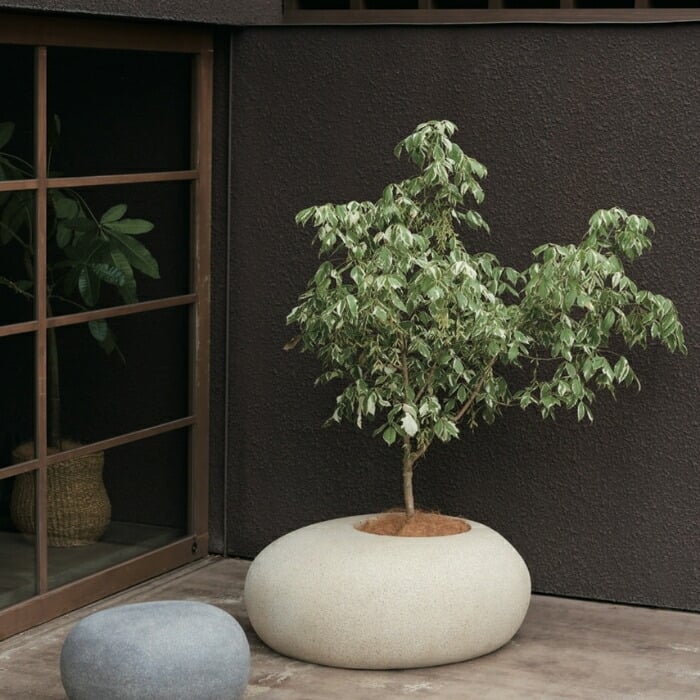 鉢カバー おしゃれ 大型 幅100cm 高さ40cm 植木鉢 KONTON コントン コブル ベンチプランター 長方形 横長 四角 ポリストーン FRP 屋外 室内 高級 北欧 モダン ナチュラル 観葉植物用 サボテン 多肉植物 特大 玄関 プランター 底穴なし グレー ベージュ