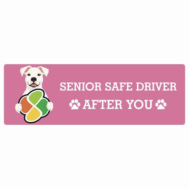 カーサイン 高齢者マーク SENIOR SAFE DRIVER ドゴアルヘンティーノ ステッカー シール 長方形 20x6.7cm 肉球 日本製 車