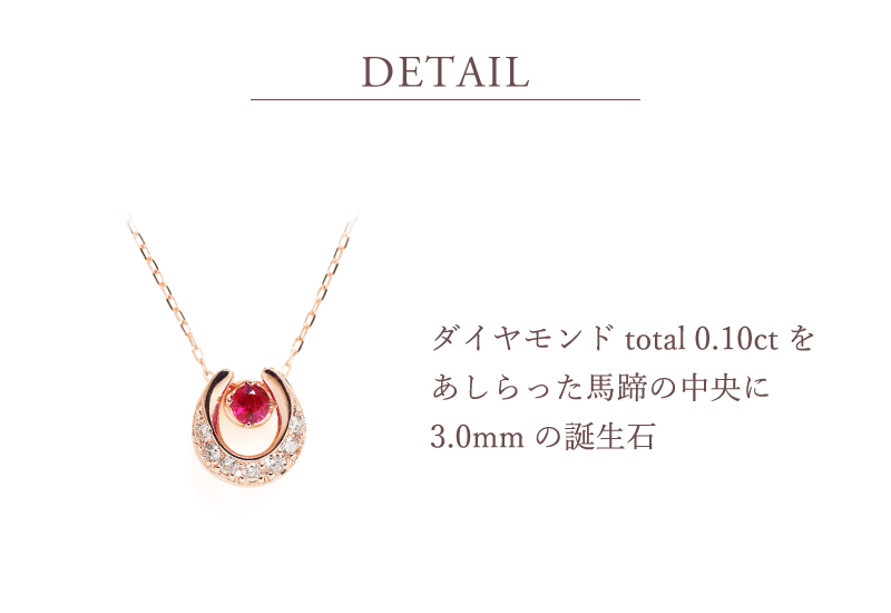 馬蹄 誕生石 ネックレス K18 18金 18K K10 10金 10K プラチナ ホースシュー 女性 レディース 誕生日 記念日 プレゼント ギフト 誕生日プレゼント お守り 20代 30代 40代 妻 彼女 天然石 ダイヤモンド ダイヤ ルビー 小さい 小さめ ピンクゴールド ゴールド 選べる 金属アレルギー対応 金属アレルギー