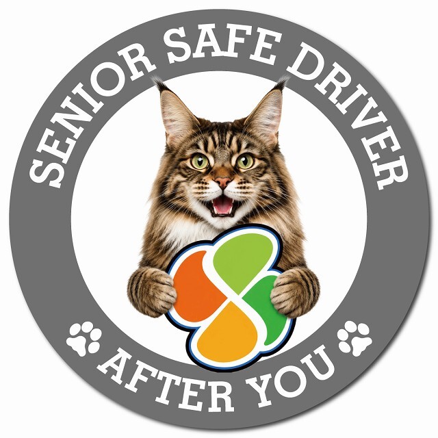 カーサイン 高齢者マーク SENIOR SAFE DRIVER メインクーン マグネット 強力 直径13cm 肉球 日本製 車 ステッカー
