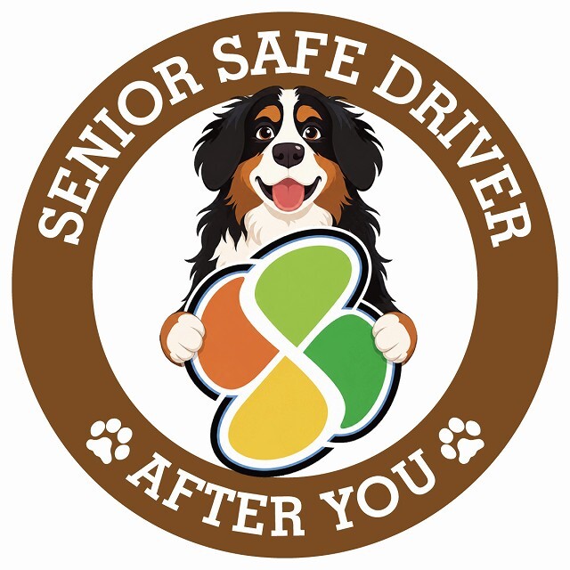 カーサイン 高齢者マーク SENIOR SAFE DRIVER バーニーズマウンテンドッグ ステッカー シール 直径13cm 肉球 日本製 車