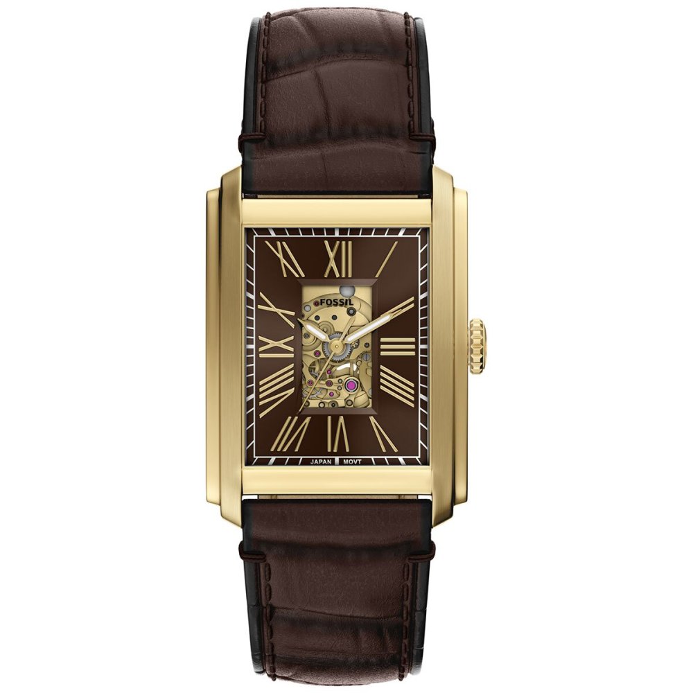 フォッシル FOSSIL 腕時計 メンズ CARRAWAY アナログ 自動巻き ブラウン クロコレザーウォッチ ME3281【2026 新作】