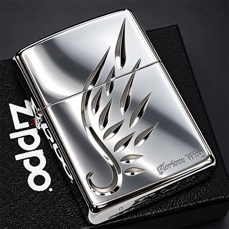 ZIPPO ライター アーマー エーテル・プリューム シルバー ジッポ 天使の羽 V刃彫刻 銀 鏡面仕上げ かっこいい AETHER PLUME 重厚 おしゃれ メンズ ギフト プレゼント