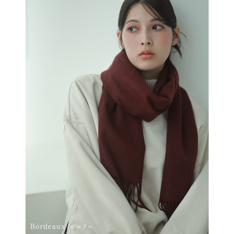 ＜刺繍納期注意＞カシミヤ マフラー レディース カシミヤ100% カシミヤマフラー 【ネコポスで送料無料】【名入れ刺繍可能】 レディースマフラー メンズ 厚手 無地 チェック 秋 冬 母 女性 ブランド ギフト プレゼント 24色 7F (02000014r)