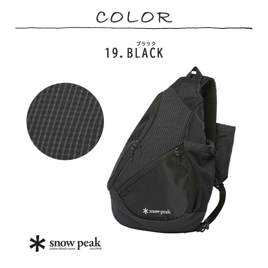 snowpeak Grid Sling Bag ボディバッグ ウエストバッグ 大容量 普段使い 使いやすい シンプル レディース メンズ ギフト プレゼント ブラック 100261sb07