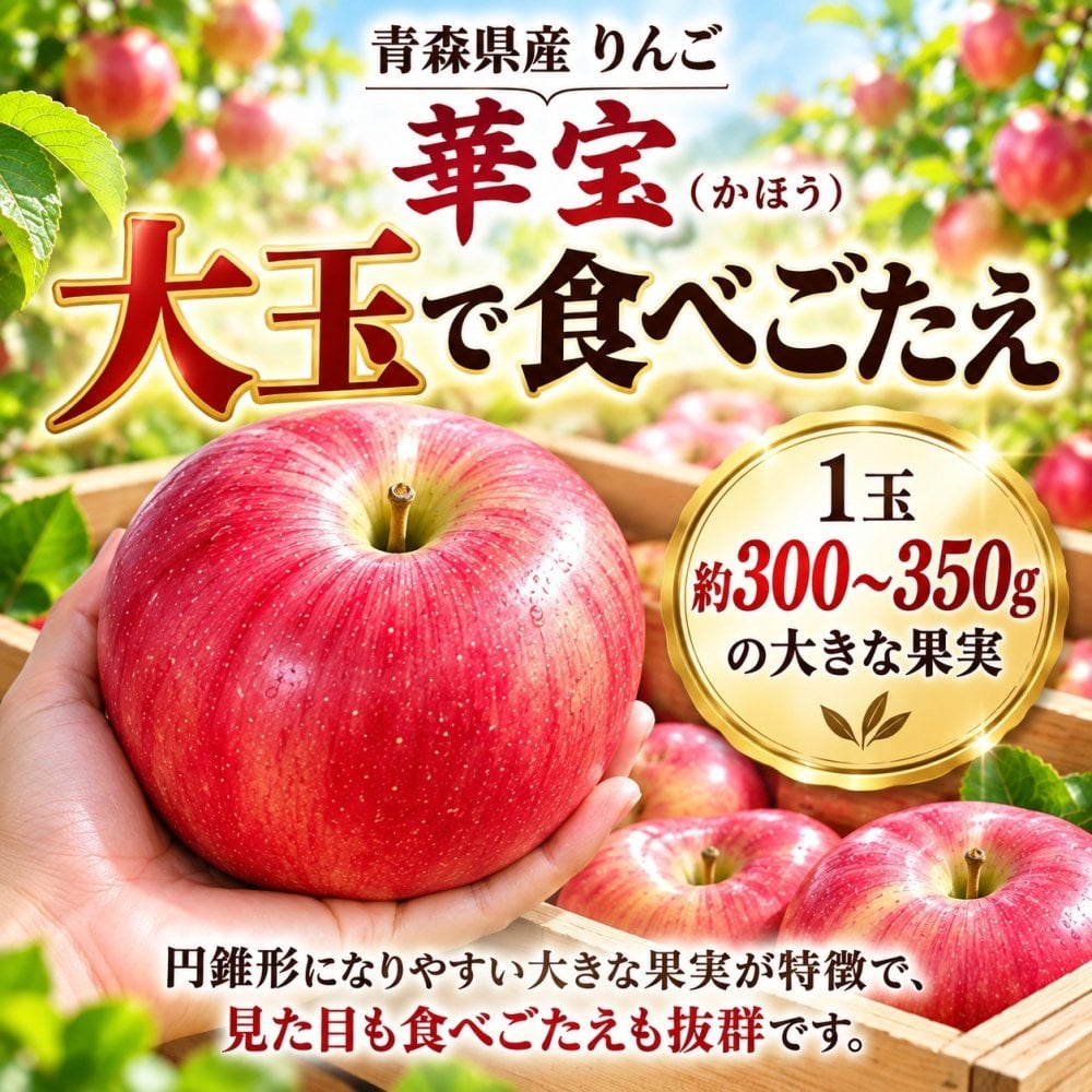 【新品種・希少】青森県産　りんご　家庭用　華宝（かほう）　大玉　10kg　24～40玉　送料無料！