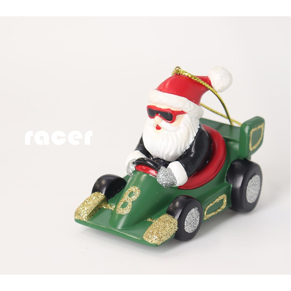 クリスマス 飾り オーナメント サンタ サンタクロース サングラス ヒップホップ レーサー 車 レジン ツリー 装飾 インテリア ユニーク ギフト プレゼント