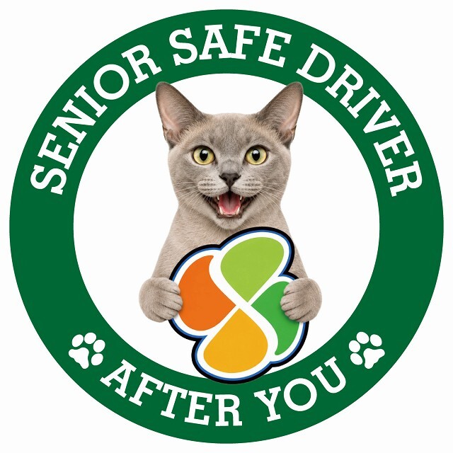 カーサイン 高齢者マーク SENIOR SAFE DRIVER ヨーロピアンバーミーズ ステッカー シール 直径13cm 肉球 日本製 車