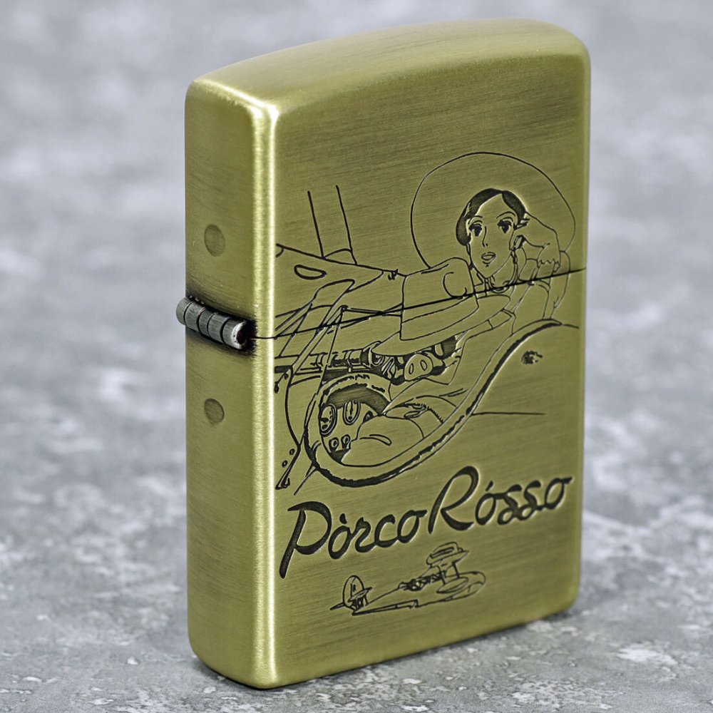 【名入れ】送料無料 ZIPPO ジッポ ライタースタジオジブリジッポー・コレクション紅の豚 ポルコとジーナ 真鍮古美 エッジング加工 アニメ 誕生日 ギフト プレゼント[zNZ-41]