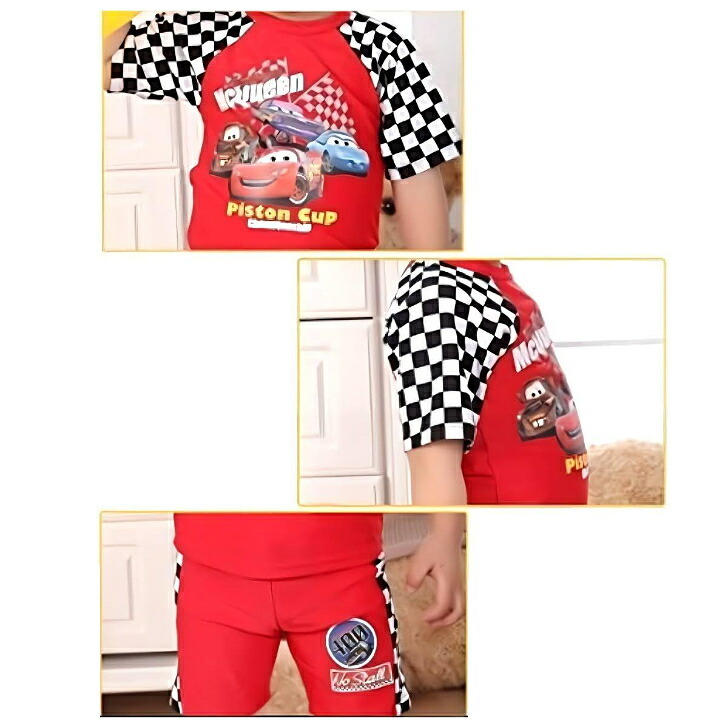 【Lサイズ 120cm】キッズ 水着 男の子 カーズ ラッシュガード 3点セット UVカット 紫外線対策 幼稚園 プール 海 レジャー 夏 ※水着の「 Sサイズ / 参考身長 95-105cm」入荷済み