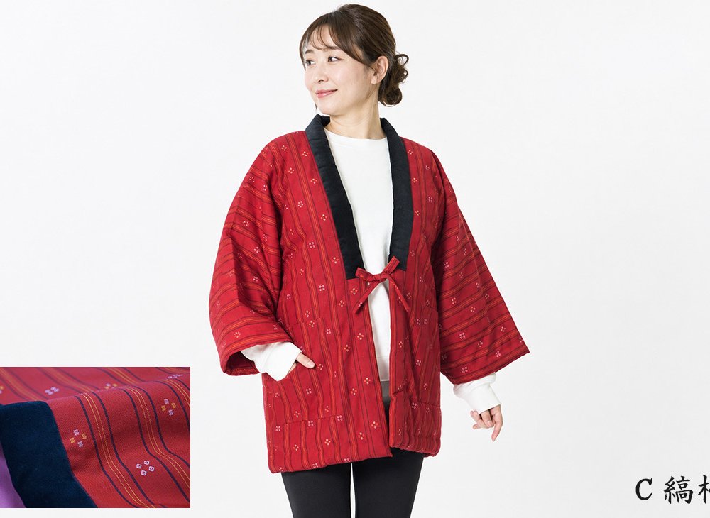 日本製 はんてん 綿入り どてら NI-50 縞柄 格子 絣 メンズ レディース あったか 防寒着 部屋着 ハンテン 半天 クリスマスギフト敬老の日 30代 40代 50代 60代 70代 80代