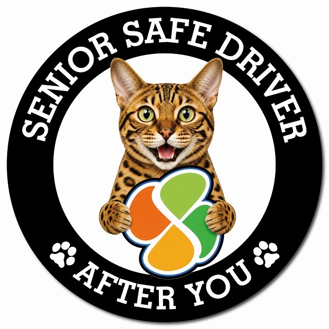 カーサイン 高齢者マーク SENIOR SAFE DRIVER ベンガル マグネット 強力 直径13cm 肉球 日本製 車 ステッカー