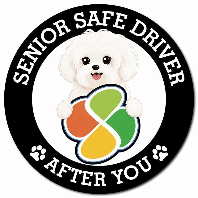 カーサイン 高齢者マーク SENIOR SAFE DRIVER マルチーズ マグネット 強力 直径13cm 肉球 日本製 車 ステッカー