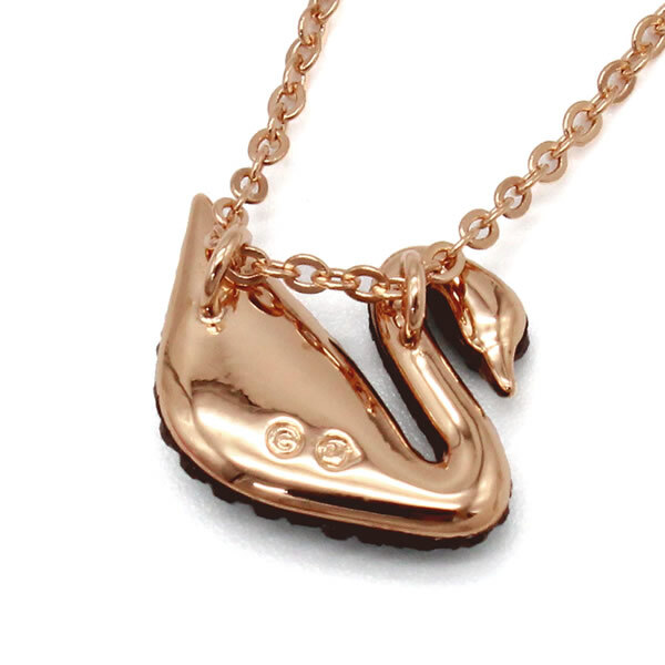 SWAROVSKI スワロフスキー ネックレス 5204133 Swan アクセサリー ブラック ローズゴールド