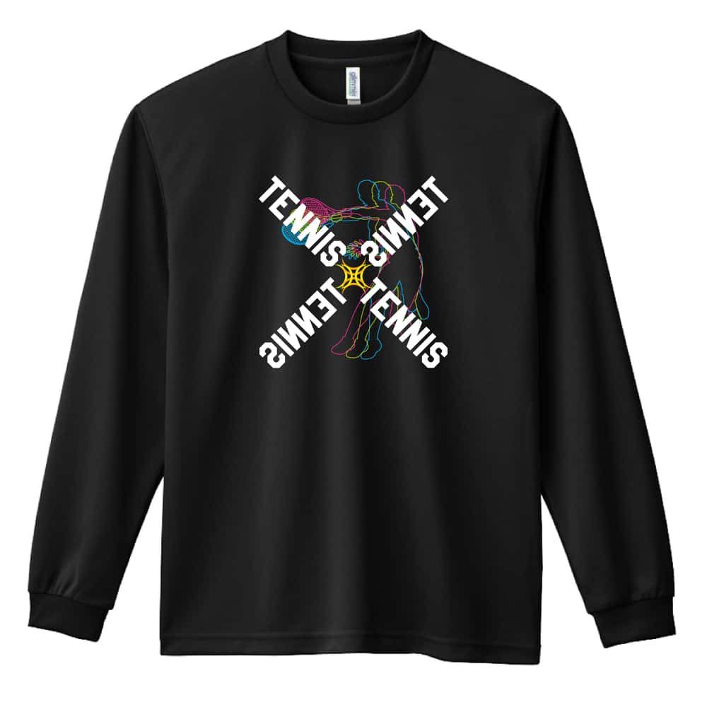 テニス ロンT 長袖 Tシャツ メンズ 練習着 レディース ジュニア ウェア ドライ おもしろ tシャツ 名入れ おしゃれ キッズ 文字入れ無料 「ネオンスタイルのクロスTENNIS」 アートワークスコウベ 【送料無料】