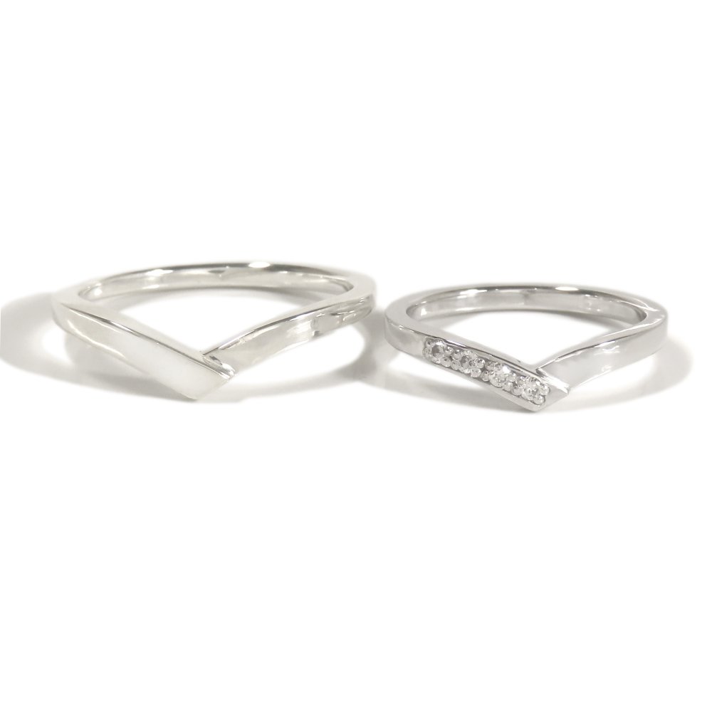 pt900 プラチナV字リング【刻印無料】結婚指輪 マリッジリング V字型 プラチナ900 ダイヤモンド 天然石 4月 誕生石 ハンドメイド 手作り 結婚 結婚式 マリッジ ペアリング メンズ レディース ペア 誕生日 プレゼント ギフト包装 彫金 箱入り Grand Galleria グランドガレリア