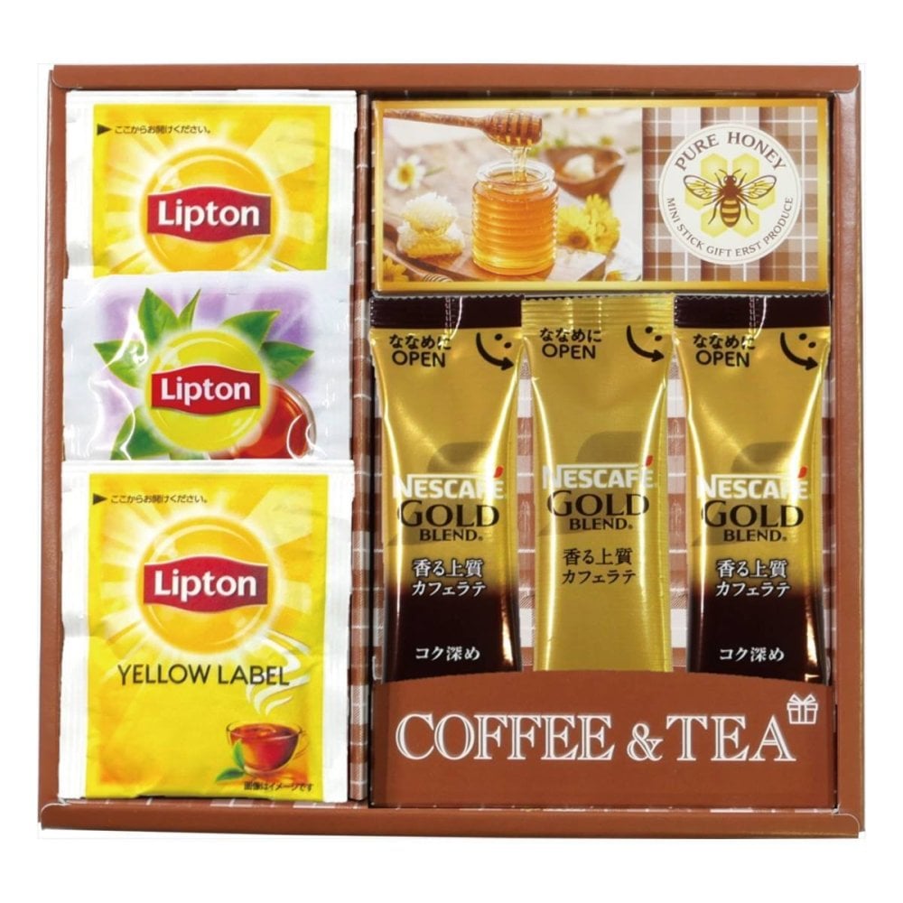 ネスカフェ リプトン はちみつ 詰合せ ティーギフトセット 計7点入 コーヒー 紅茶 カフェラテ セット 純粋はちみつ【北海道・沖縄県・離島 配送不可】