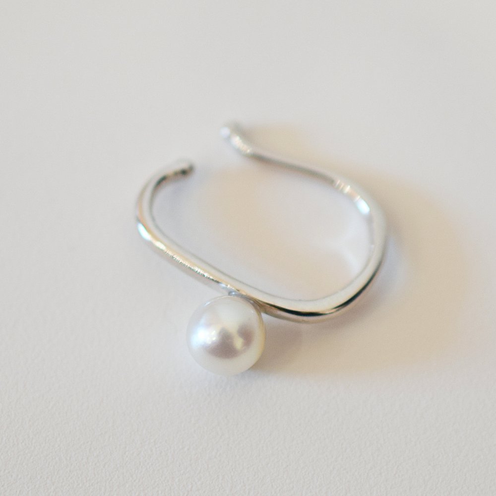 ［pearl609］片耳用 あこや真珠 6mm - 6.5mm ホワイトピンク イヤーカフ SV