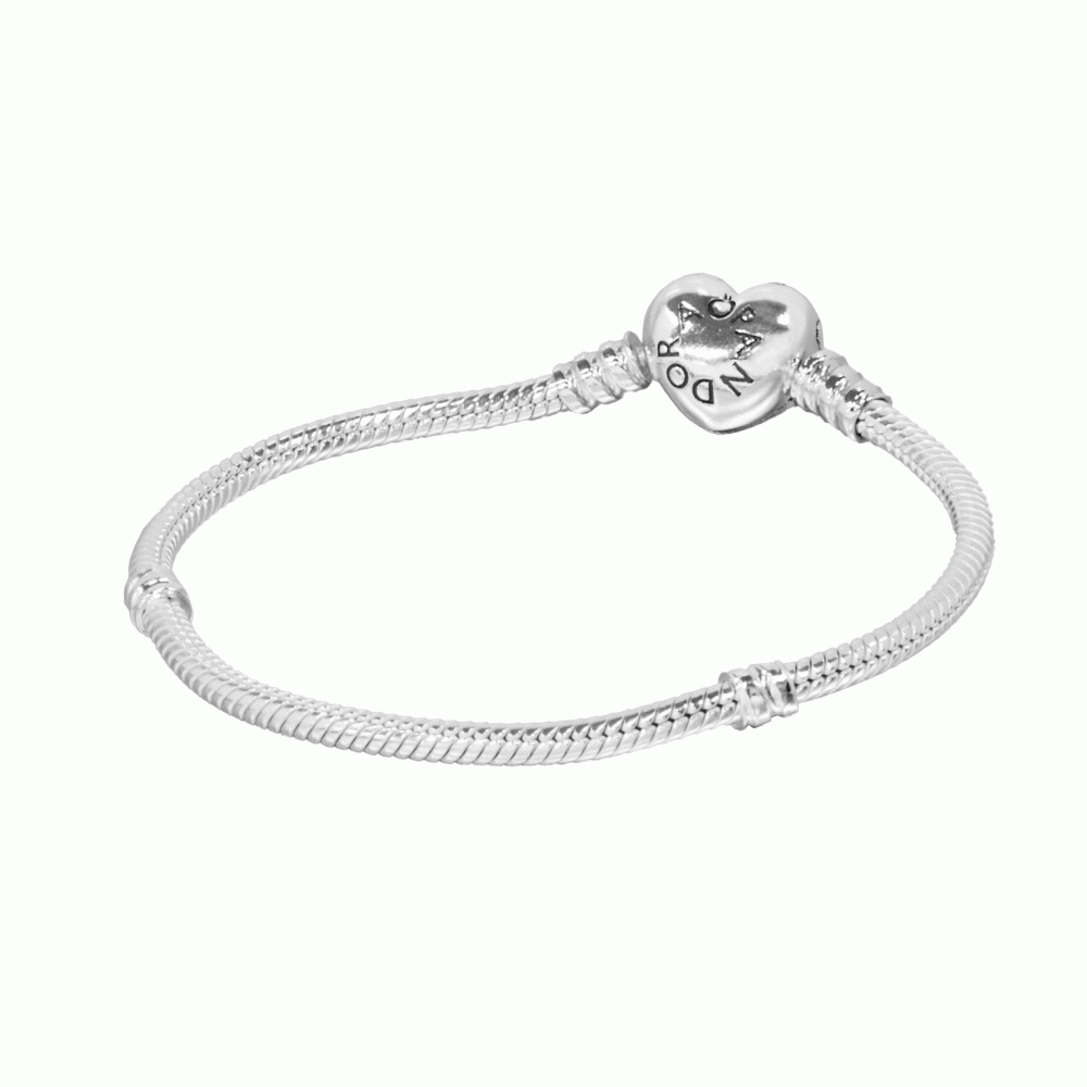 ボックス・ショッパー付 PANDORA(パンドラ) ★ Moments Heart & Snake Chain Bracelet ★モーメント ハート＆スネークチェーン ブレスレット ★ チャーム ブレスレット カスタマイズ アクセサリー シンプル 日常使い 誕生日 記念日 母の日 プレゼント ギフト