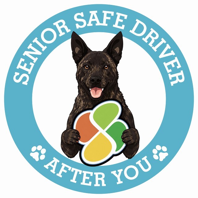 カーサイン 高齢者マーク SENIOR SAFE DRIVER 甲斐犬 ステッカー シール 直径13cm 肉球 日本製 車