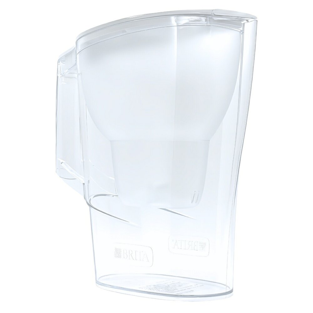 ブリタ ポット型 浄水器 アルーナ 容量2.4L カートリッジ4個付き ろ過水容量1.25L  液晶メモ (交換目安:1日5.3L で4週間 ) 型番:KBALCW4M  サイズ(mm) : 奥行100 横幅249 高さ260mm 実用的