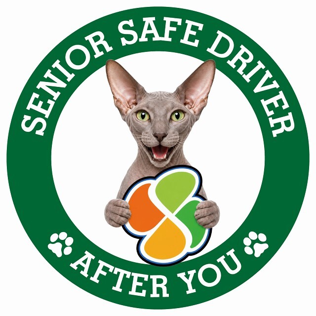 カーサイン 高齢者マーク SENIOR SAFE DRIVER ピーターボールド ステッカー シール 直径13cm 肉球 日本製 車