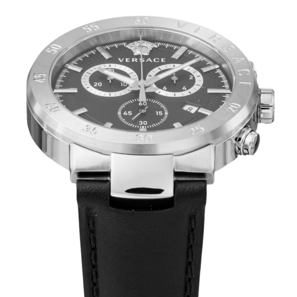 ヴェルサーチ 腕時計 メンズ アーバンミスティーク 1本限り クロノグラフ ブラック レザー 44mm VERSACE URBAN MYSTIQUE スイス製 サファイアガラス プレゼント ギフト 成人 卒業 入学