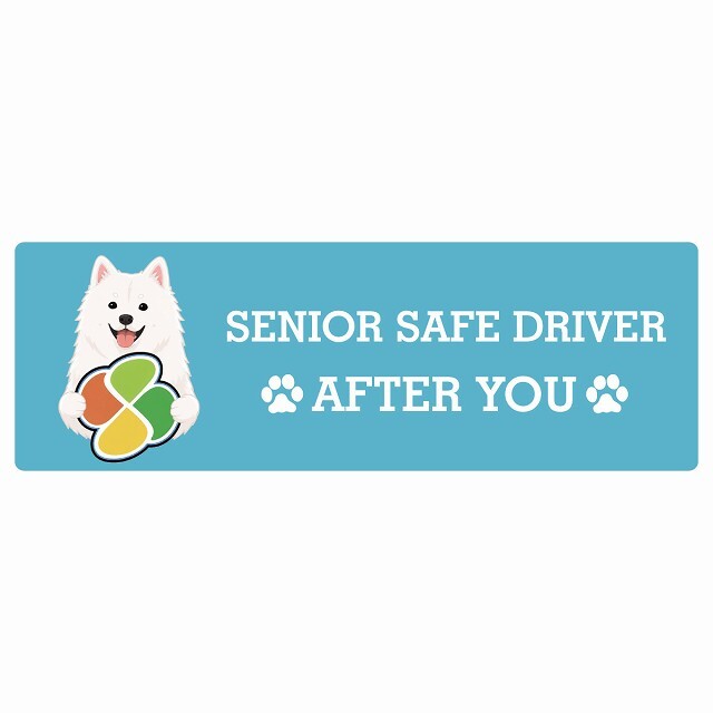 カーサイン 高齢者マーク SENIOR SAFE DRIVER 紀州犬 ステッカー シール 長方形 15x5cm 肉球 日本製 車