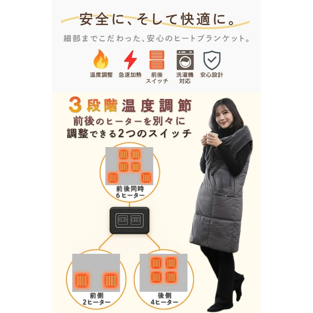 【ラッピング無料 レビューで保証90日】Heat Wrap ヒートラップ 電熱ブランケット 6WAY ギフト