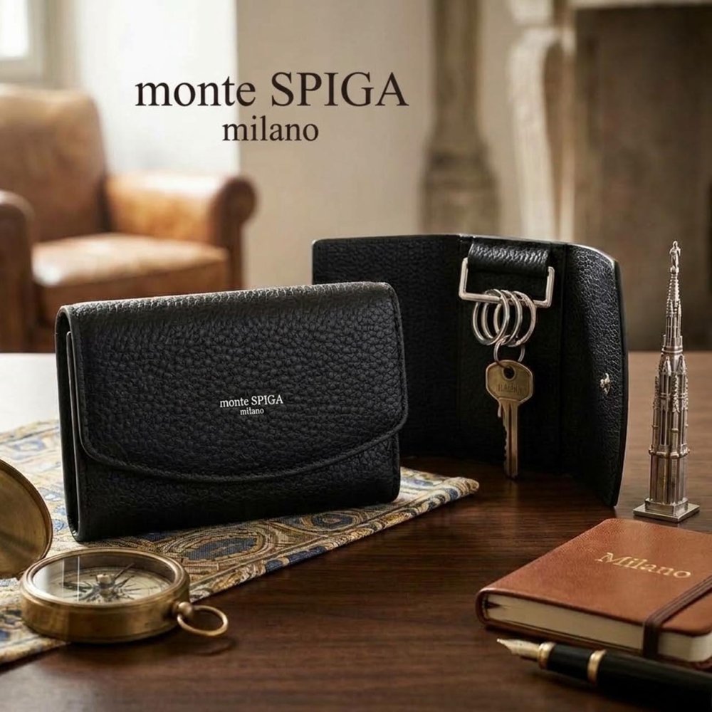 モンテスピガ　monte SPIGA　キーケース　MOSMSP601BK　ブラック　黒　シュリンクレザー　牛革　キーリング