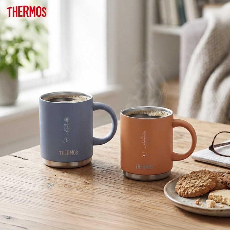 名入れ マグカップ サーモス マグ ペア セット Thermos 350ml 450ml JDS-351 JDS-451食洗器対応 スタッキング お揃い グラス 結婚祝い 夫婦 両親 カップル 記念品 名前入り おしゃれ 母の日 ギフト ラッピング 実用的