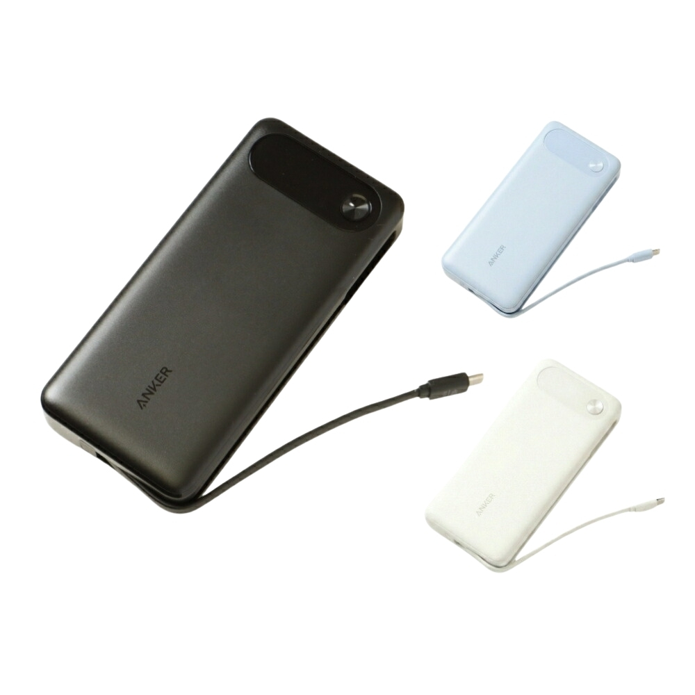 Anker Power Bank A1383 20000mAh 87W モバイルバッテリー USB-Cケーブル内蔵 急速充電 ブラック ホワイト パープル ギフト 誕生日プレゼント 男友達 ガジェット