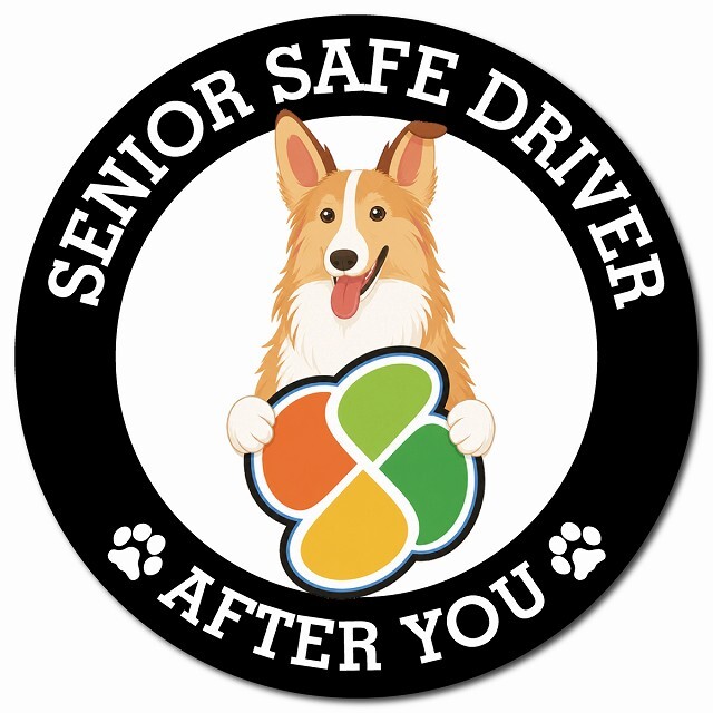 カーサイン 高齢者マーク SENIOR SAFE DRIVER スムースコリー マグネット 強力 直径13cm 肉球 日本製 車 ステッカー