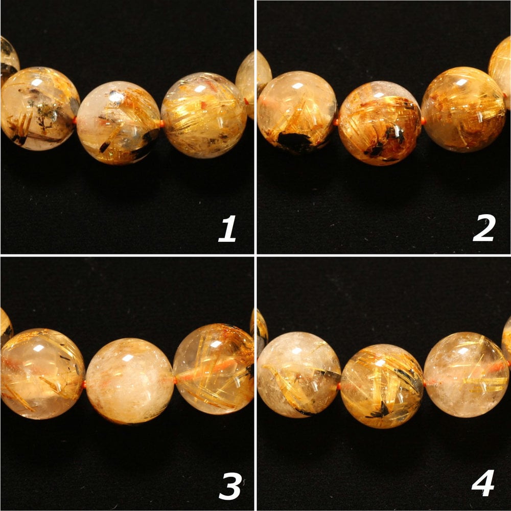 天然石ブレスレット 【奥行きある力強い表情】12mm 太陽放射ルチル 一点物【GHB197】45ｇ 浄化発送 京海堂