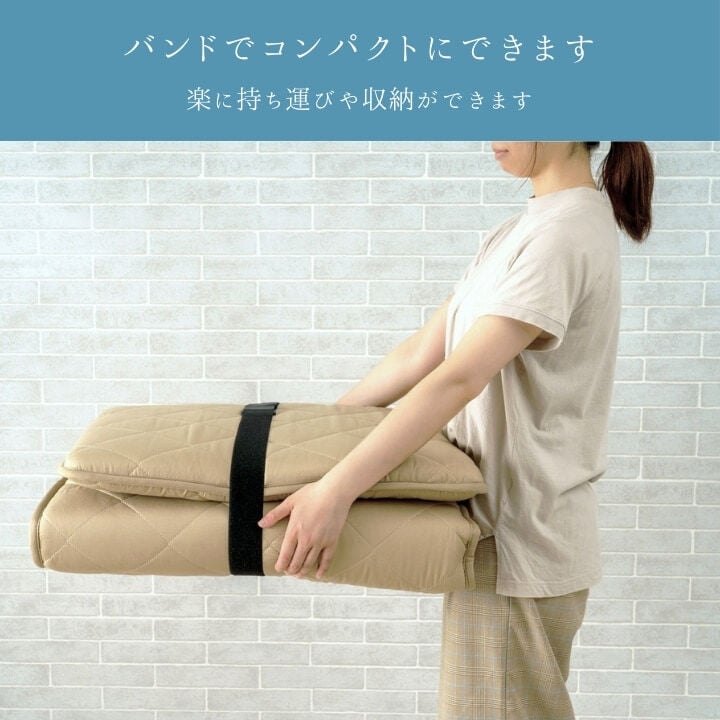 アウトドアマット エスナ 65×180cm 3層構造 ごろ寝マット お昼寝マット 車中泊マット 手洗い 持ち運び ゴムバンド付き ポリエステル ベージュ ブラック レジャーマット キャンプマット 軽量 収納しやすい 防災 車内 寝具 持ち運びマット 寝室