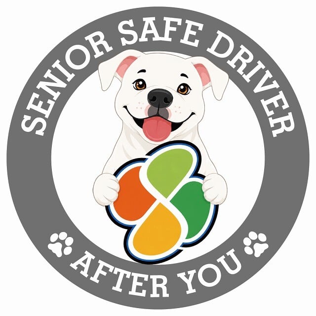 カーサイン 高齢者マーク SENIOR SAFE DRIVER ピットブル ステッカー シール 直径13cm 肉球 日本製 車